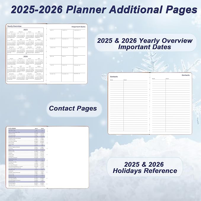 Daily Planner 2025-2026, 18 Month Weekly & Monthly Planner from Jul 2025-Dec 2026, Hardcover Agenda 2025 with Pocket, A5 Size, Pink
