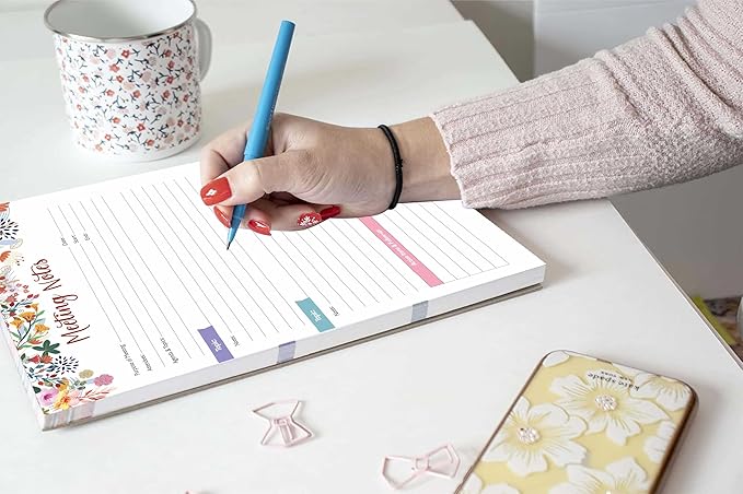 mudrit Meeting Notes Pad - Topics, Takeaways, Action Items & Follow-Ups - Undated Meeting Notes Agenda Organizer 53 pages, Tear Off Book - 8.5" x 11" inches