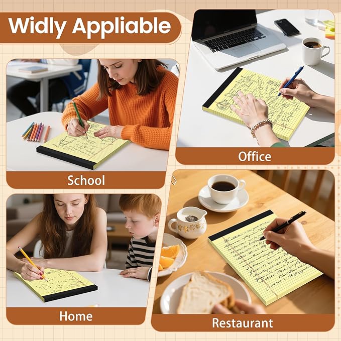 Legal Pads 8.5 X11, Narrow Ruled Notepads, 2 Pack, 50 Sheet/Pad, Yellow Legal Pads, Tear Off Notepad, Perforated Writing Pad, Notebook Paper College Ruled, Notepads for Office Home School, Notepad