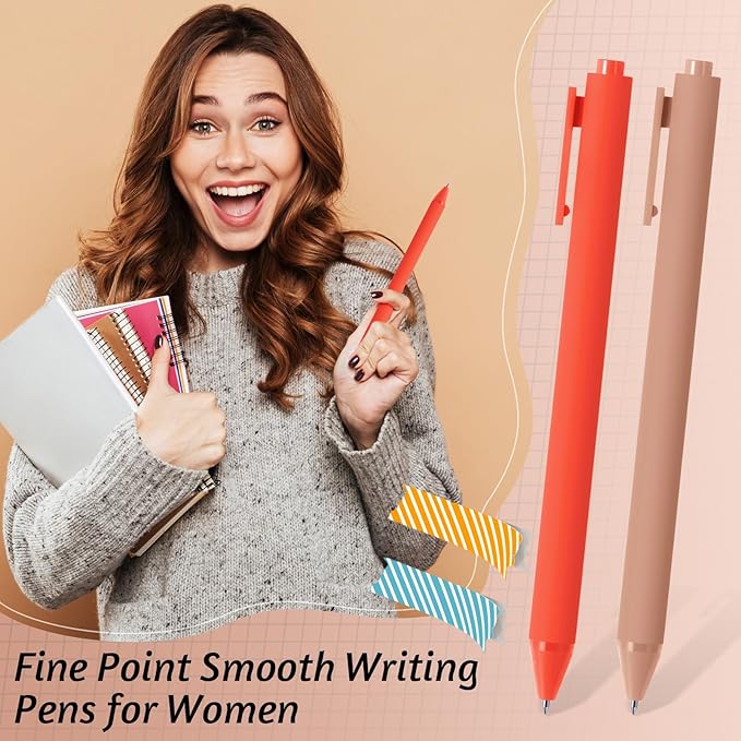 Crtiin 50 Pcs Gel Ink Pens Bulk, Black Ink 0.5mm Fine Point Retractable Pen Smooth Writing Office Supplies for Teacher Server Nurse Valentine Galentine Gift (Orange Series)