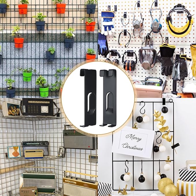 50 Pcs Gridwall Hooks Utility Notch Grid Wall Hooks, Black Metal Grid Wall Picture Hanger WallGrid Panel Pegs Gridwall Accessories for Picture Photo Frame Painting Artworks Canvas