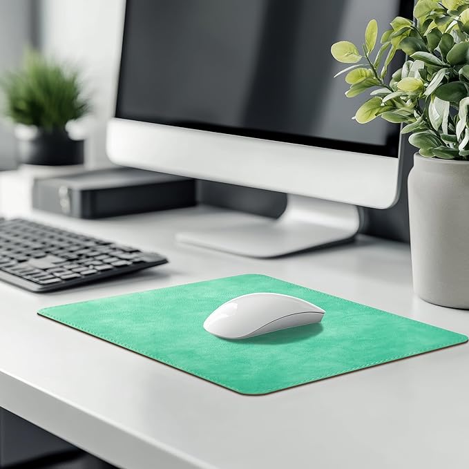 PU Leather Mouse Pad with Stitched Edge, Micro-Fiber Base, Non-Slip Waterproof, 8x11Inch (Mint Green)