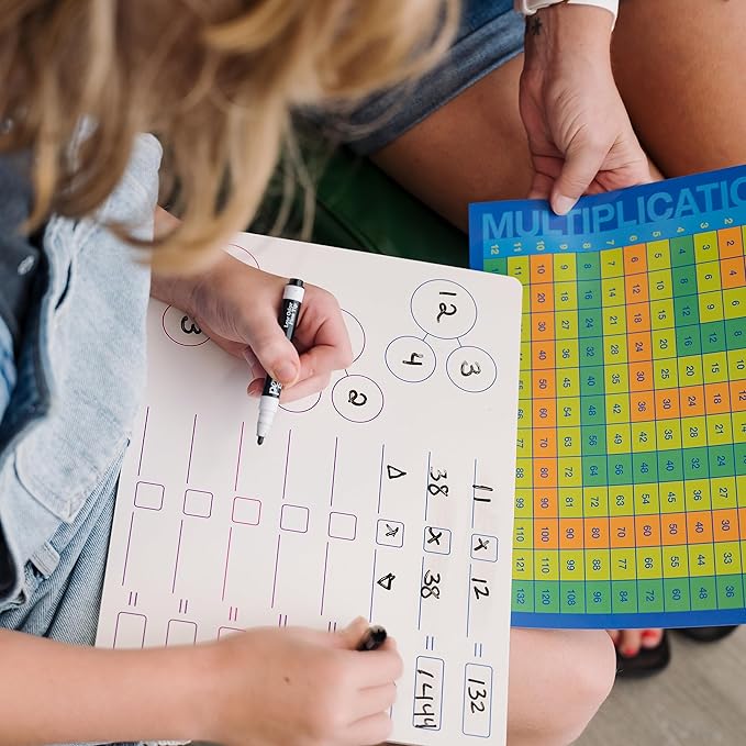 Dry Erase Multiplication Board 9x12in Double Sided Whiteboard with Chart for Classroom and Homeschool