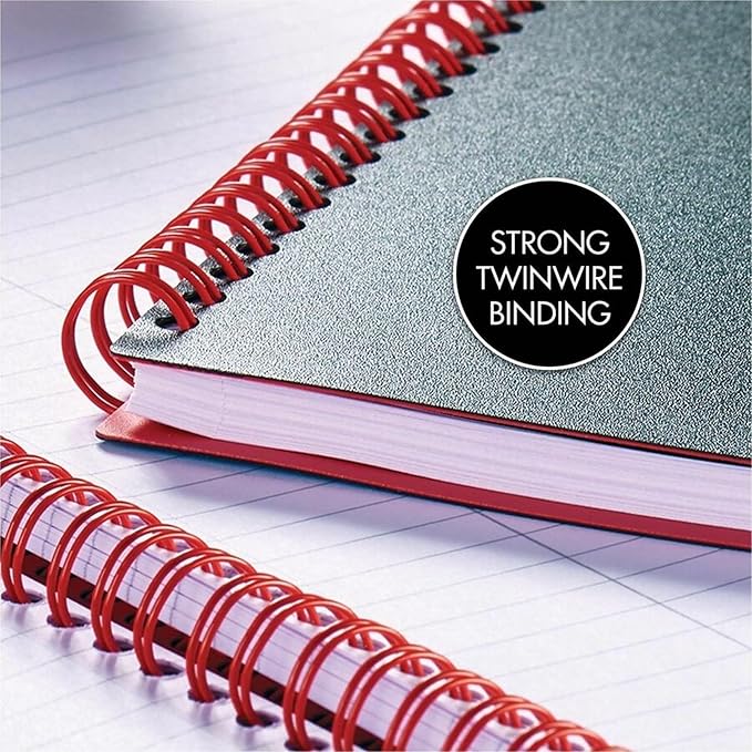 Black n' Red Notebook, Business Journal, 8-1/4" x 5-7/8", 70 Sheets, Ruled, Optik Paper, Scribzee App, Flexible Poly Cover, Wirebound, Black (C67009)