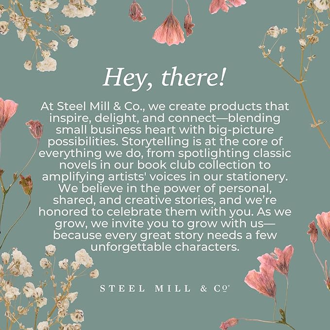 Steel Mill & Co Cute Large Spiral Notebook College Ruled, 11" x 9.5" with Durable Hardcover and 160 Lined Pages (Watercolor Flowers)