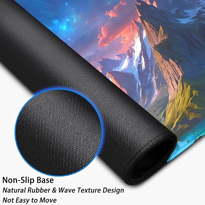 Mountain Starry Sky Desk Pad Mouse Pad,Large XL Mouse Mat with Stitched Edges for Gift,Non-Slip Rubber Base Mousepad for Office PC Keyboard Laptop and Home Work Desk Mat(31.5X11.8 in)