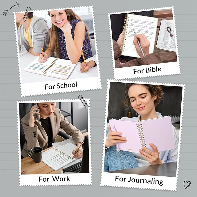 SUNEE Journaling Notebooks, A5 Lined Spiral Notebook for Women, 146 Pages College Ruled Hardcover Notebook for Work, Note Taking, Journaling and Office School Supplies, A5 -Black