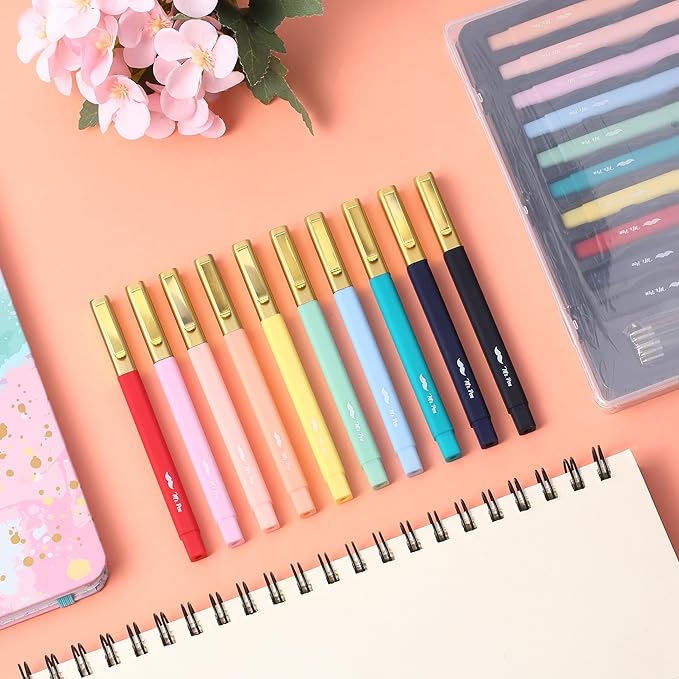 Mr. Pen- Aesthetic Pens, 10 Pack, Colorful Ink with Case and 12 Refills, Fast Dry, No Smear Bible Pens No Bleed Through, 0.7mm Fine Point Pen, Ballpoint Pens Ballpoint