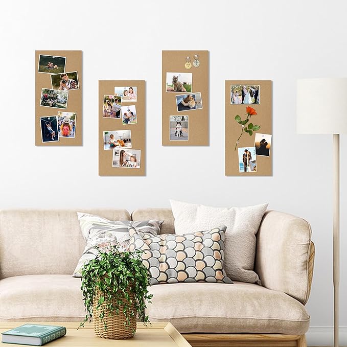 Cork Board 17"x8" Tiles Bulletin Board 12Pack, 1/2" Thick Self-Adhesive Cork Boards for Walls,Corkboards for Office Home School Message Board or Vision Board Decoration
