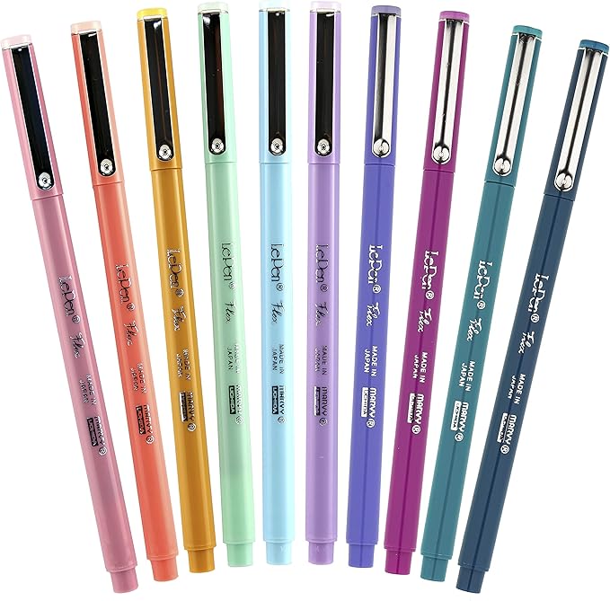 Marvy Uchida Le Flex 10 Piece Set Writing Pen, Pastel Colors