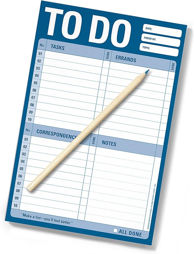 1-Count Knock Knock To Do Pad, To Do List Note Pad for Daily Tasks, Errands, Notes, 6 x 9-inches (Blue)