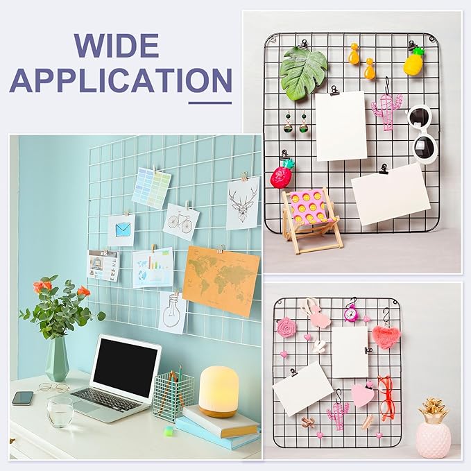 PATIKIL 12x12 in Wall Grid Panel, 6 Pack Wire Grid Panel Shelf Board Metal Gridwall Photo Pictures Display Hanging Organizer Mesh Frame Memo Board for Display DIY Craft Shows Home, Pink
