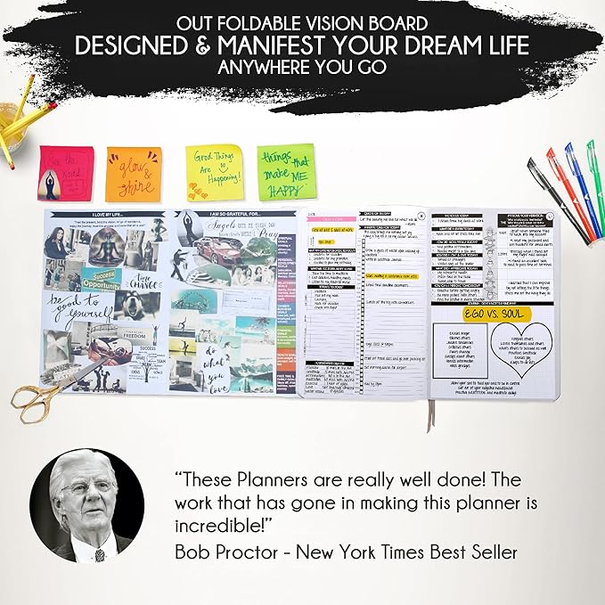 Adhd Daily Planner - A Self Care Personal Gratitude Journal to Increase Productivity and Success in Life & Work, Weekly & Monthly Undated Planner for Women and Men, Vision Board & Organizer + Stickers