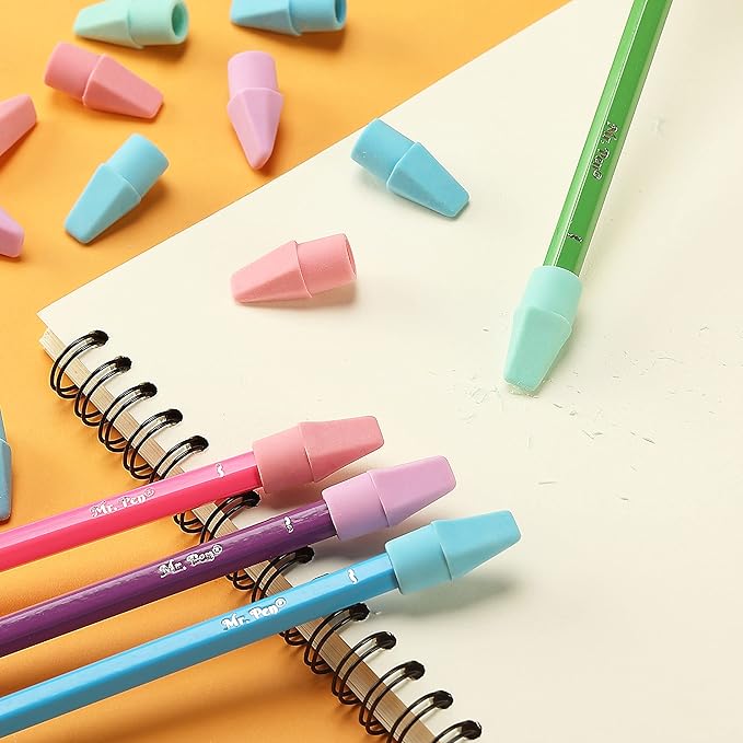 Mr. Pen- Erasers for Pencils, Pencil Top Erasers, Eraser, Pastel Colors, 120 Pack,Latex Free, No Smudge, Mr Pen Erasers for Pencils