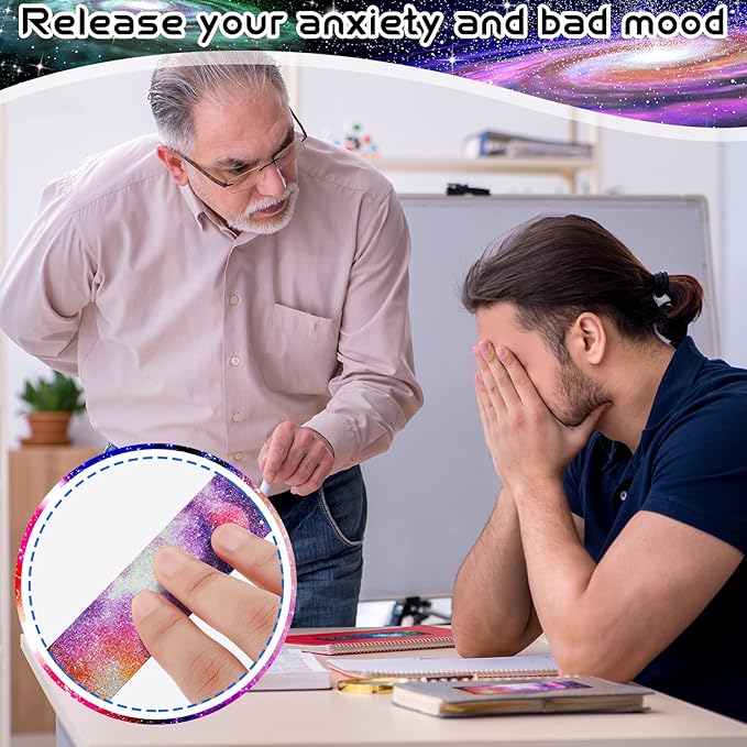 36 Pcs Anxiety Sensory Stickers Strips Adhesive Textured Mental Health Calm Stickers Mindfulness Fidget Decals Stress Anxiety Relief Items for Therapy Office Desk(Galaxy Style)