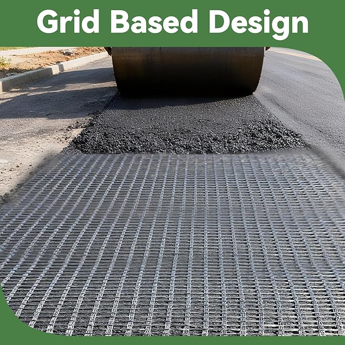 4ft x 50ft Fiberglass Geogrid for Retaining Walls, Bi-Directional 50kN Tensile Strength Geo Grid, 0.8" Mesh Soil Stabilization Fabric for Retaining Walls Up to 6 ft, Driveways & Ground Reinforcement