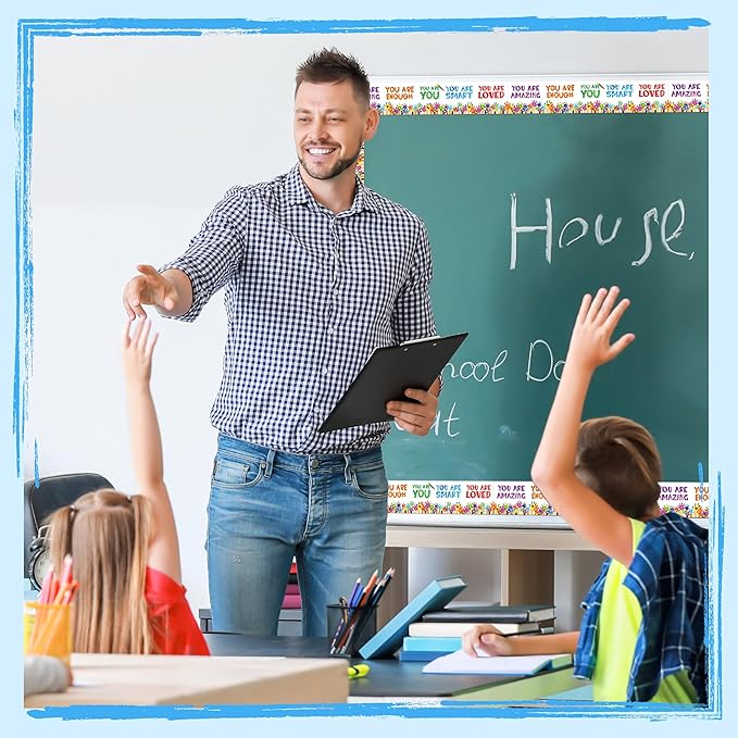 60 Feet Bulletin Board Borders, Encouraging Rolled Border Trim Back-to-School Bulletin Board Decoration, Walls, Desks, Windows, Doors, Chalkboards, Whiteboards Decors for School, Classroom & Offices