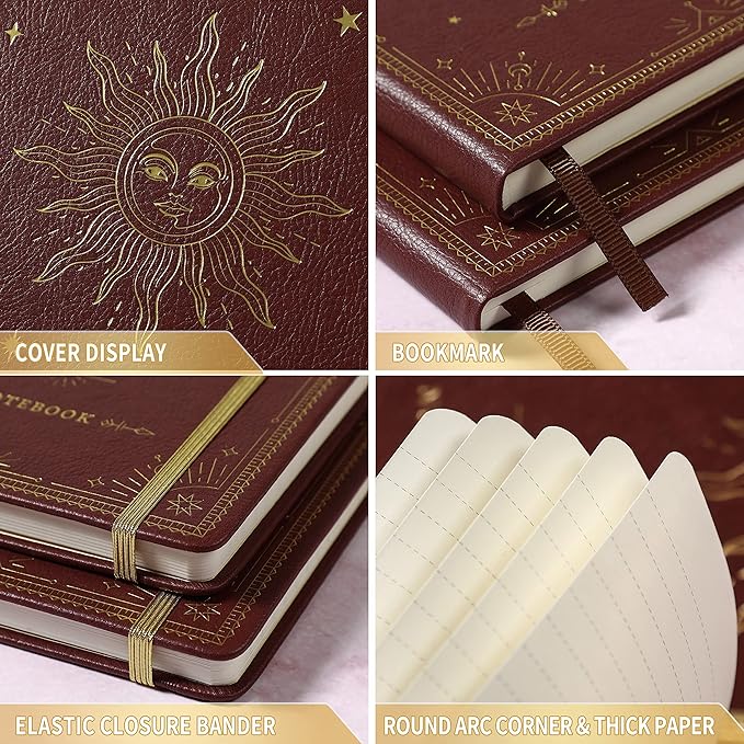 Artfan Ruled Notebook/Journal โ Premium Thick Paper Faux Leather Classic Writing Notebook with Pocket + Page Dividers Gifts, Banded, Large, 144 Pages, Hard Cover, Lined (5.8 x 8.4) - Burgundy