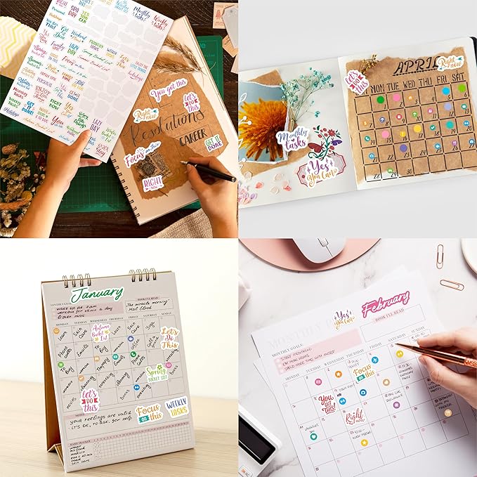 2935 Planner Stickers, Color Coordinating Monthly Functional Stickers Daily Calendar Stickers Aesthetic Note to Do Blank Sticker for Scrapbooks, Planner, Budget, Work, DIY Activity, Diary, Journal