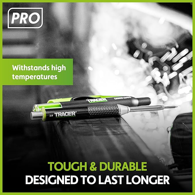 Tracer Pro 2.8mm Silver Welders Leads, Heavy Duty Welding Leads for Construction Pencil 6-Pack - Designed for Tools and Welding, Includes Storage Case for Carpenter Pencil Marking ALPW1
