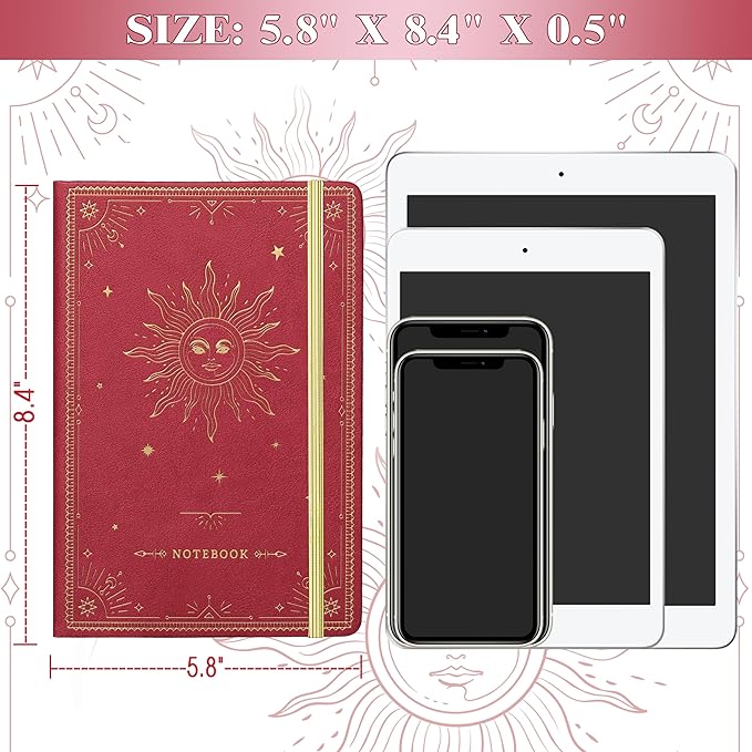 Artfan Ruled Notebook/Journal โ Premium Thick Paper Faux Leather Classic Writing Notebook with Pocket + Page Dividers Gifts, Banded, Large, 144 Pages, Hard Cover, Lined (5.8 x 8.4) - Red