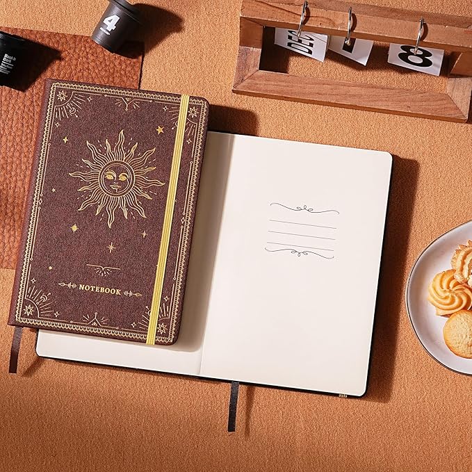 Artfan Ruled Notebook/Journal โ Premium Thick Paper Faux Leather Classic Writing Notebook with Pocket + Page Dividers Gifts, Banded, Large, 144 Pages, Hard Cover, Lined (5.8 x 8.4) - Reddish Brown