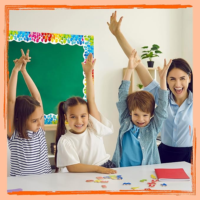 60 Feet Bulletin Board Borders, Color Balloons Pattern Scalloped Rolled Border Trim for School, Classroom & Offices
