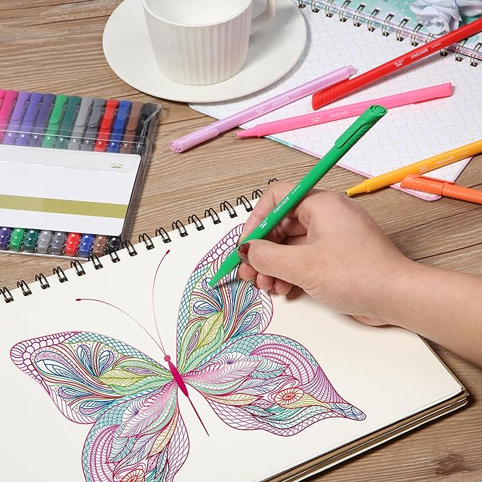 Mr. Pen- Fineliner Pens Colored, 18 Pack, Bible Journaling Pen, Ergonomic Triangular Colorful Barrels, 0.4mm Fine Liner Pens