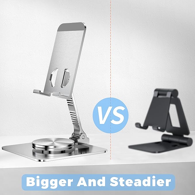 Rotatable Foldable Phone Stand for Desk, Fully Adjustable Desktop Holder Cradle Dock Compatible with iPhone 14 13 12 11 Pro Max Xr, Nintendo Switch, Tablets, All Phones(Grey)