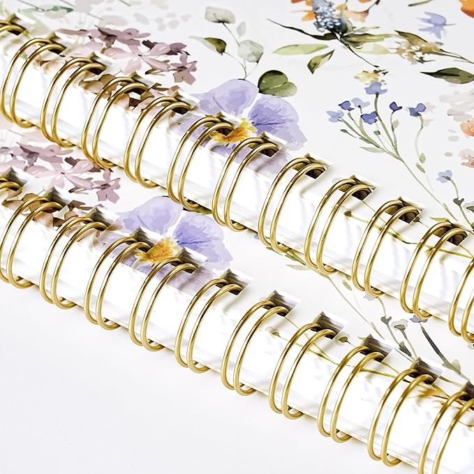 Spiral Notebook - Notebooks with Back Pocket, 5.7" * 8.2", Journal Notebook with Thick Paper & Back Pocket, 160 Pages, College Ruled Notebook/Journal with Twin-Wire Binding, Journals for Women - Floral