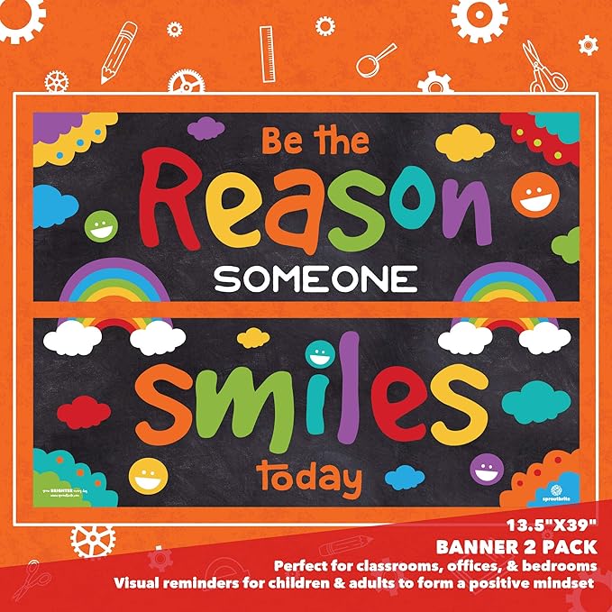 Sproutbrite 13.5" x 39" Classroom Decorations - Banner Posters for Teachers - Bulletin Board and Wall Decor for Pre School, Elementary and Middle School
