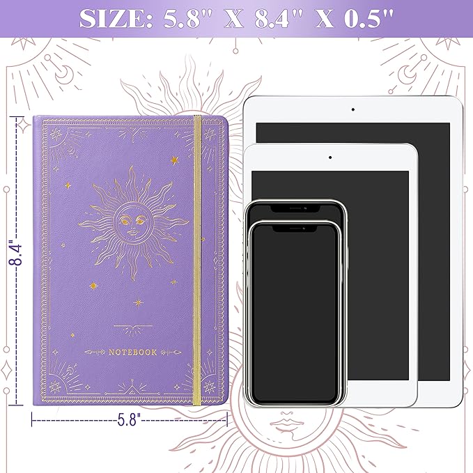 Artfan Ruled Notebook/Journal โ Premium Thick Paper Faux Leather Classic Writing Notebook with Pocket + Page Dividers Gifts, Banded, Large, 144 Pages, Hard Cover, Lined (5.8 x 8.4) - Purple