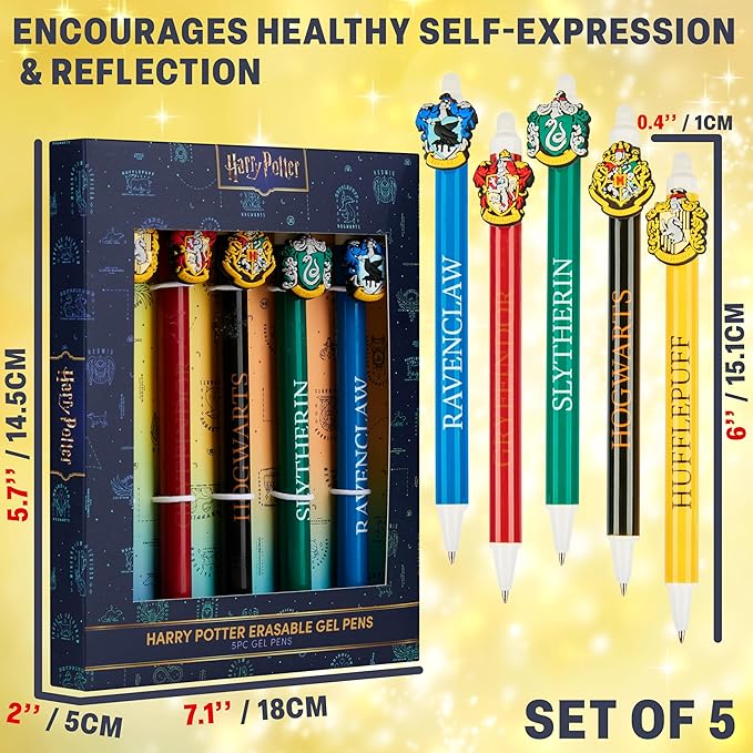 Get Trend Harry Potter 5pcs Erasable Gel Ink Pens Cute Writing Pens for Kids Fun Stationery Set Kawaii Journaling Supplies Gift Set Cool Pen Gifts for Kids (Harry Potter)
