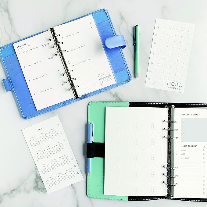 Filofax Organizer Refill, A5 Size, Wellness Trackers Pack, White Paper, 8.26" x 5.82", 56 Sheets (B132687)