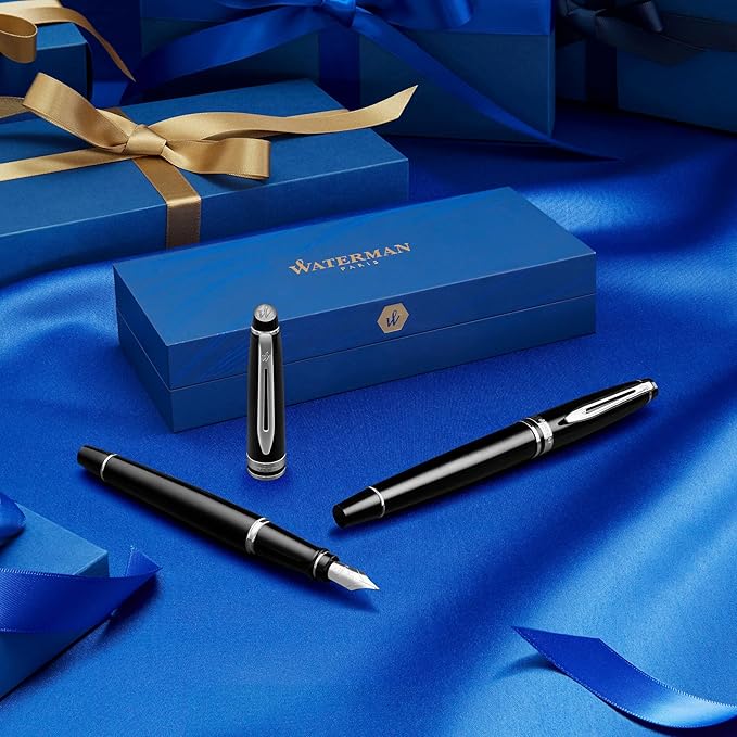 Waterman Expert RollerBall® Pen | Gloss Black with Chrome Trim | Fine Point | Black Ink | Gift Box