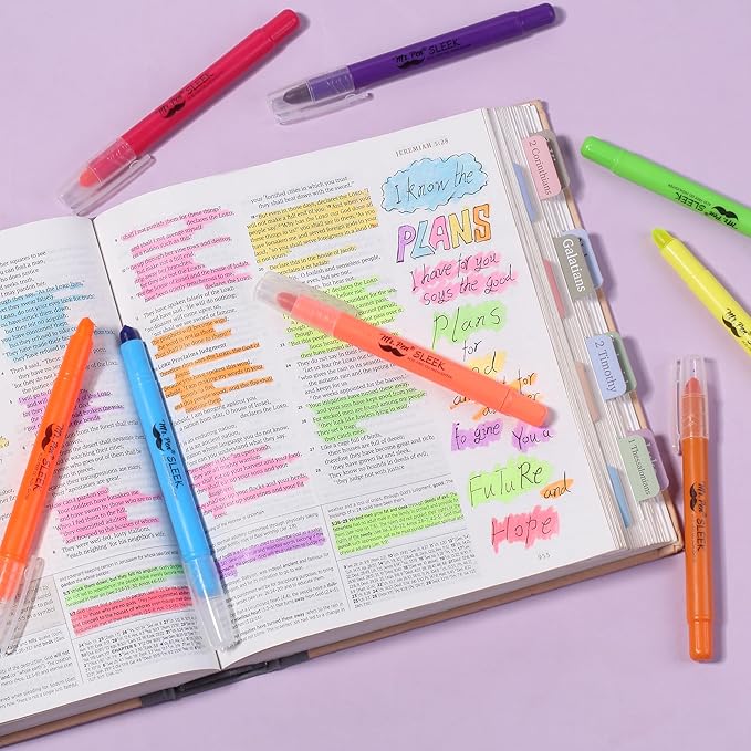 Mr. Pen No Bleed Gel Highlighter, Bible Highlighters, Assorted Colors, Pack of 8