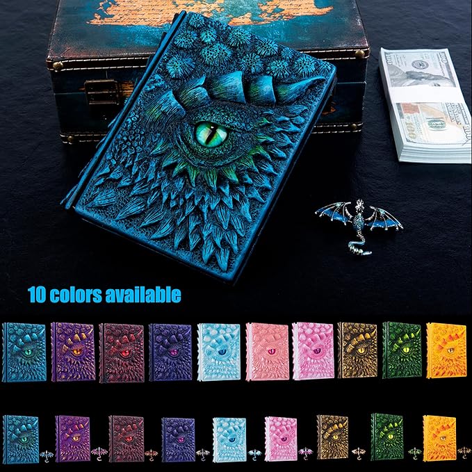 3D Dragon Eye Embossed Journal,Resin Engraving Notebook,Dnd notebook for Dragon Lovers ,Blank Paper,Hardcover Travel Notepad for Writing,Sketchbook,Collection,Gift,Decoration A4 and A5 Size (A5-Blue-Lined)