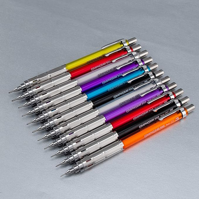 Pentel Arts GraphGear 300 Mechanical Pencil, (0.3mm) Extra-fine line, 1- Pack, Orange Barrel (Pack of 2)