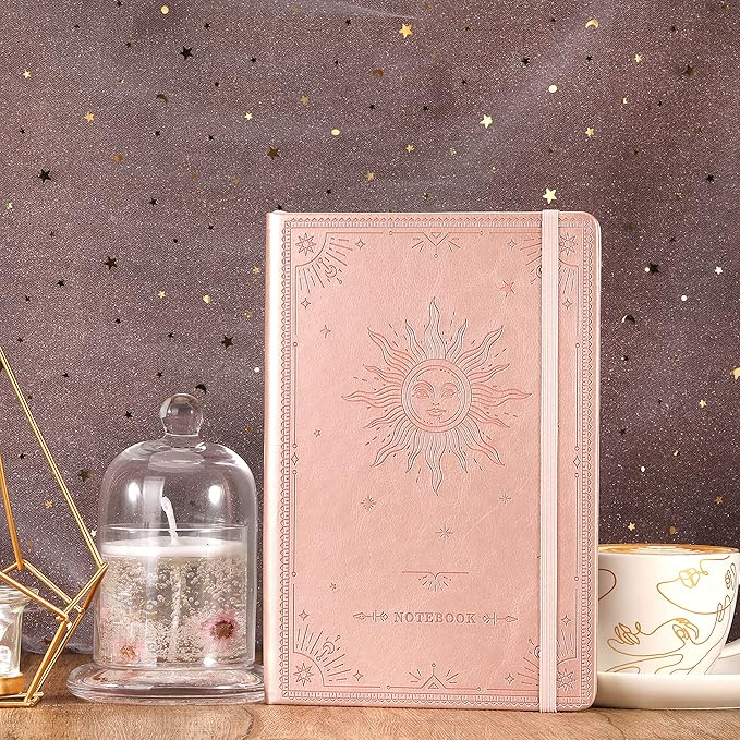Artfan Ruled Notebook/Journal โ Premium Thick Paper Faux Leather Classic Writing Notebook with Pocket + Page Dividers Gifts, Banded, Large, 144 Pages, Hard Cover, Lined (5.8 x 8.4) - The Sun