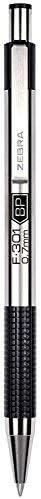 Zebra F-301 Retractable Ballpoint Pen with Stainless Steel Barrel 0.7mm Fine Point - Pack of 4; 2 Black & 2 Blue