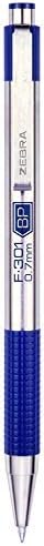 Zebra F-301 Retractable Ballpoint Pen with Stainless Steel Barrel 0.7mm Fine Point - Pack of 4; 2 Black & 2 Blue