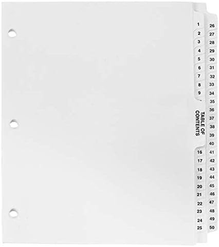 Exhibitindexes® Numbered Dividers 1-50 Punched - AVE Style Bold Tabs - Side Collated Exhibit Tabs - Made in The USA | Letter Size - 1-50 - Sets (Pack of 3)