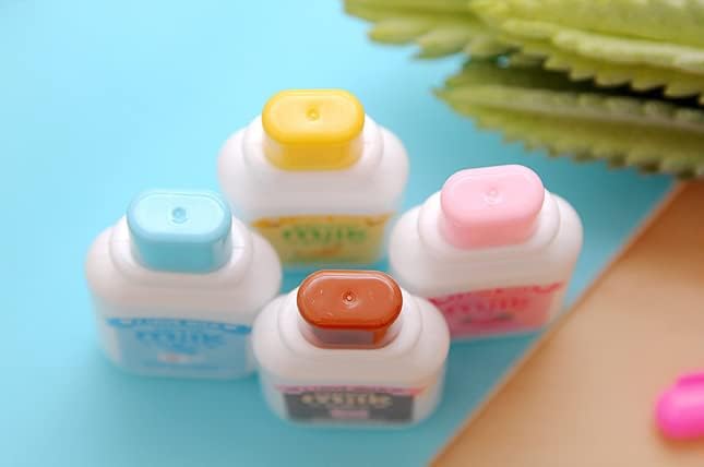 Brccee AC 4PCS Milk Bottle Correction tape Kawaii Cartoon Stationery Cute Students School Office Supplies (Brown, Blue, Yellow, Pink - Delivery with Random Color)