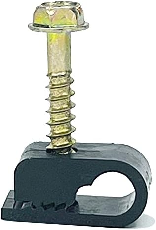 (TM) Flex Single Coaxial Cable Clips, Cat6, Electrical Wire Cable Clip, 1/4 in (6 mm) Screw Clip and Fastener, Black (100 Pieces per Bag)