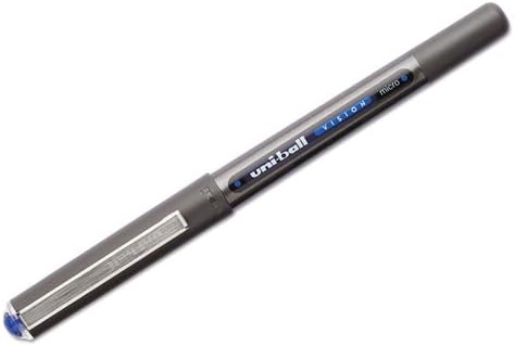 Uniball Vision Rollerball Pen - 12 Pack, Blue Pens, 0.5mm Micro Tip Size - Smooth Writing Japanese Pens, School Supplies