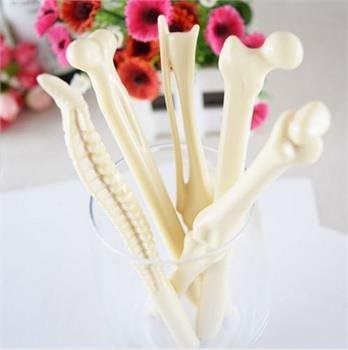 MagicW Novelty Bone Shape Ballpoint Pens Finger Skull Bone Pen For Nurse Doctor Stationery Crazy Student Gift Pack of 10