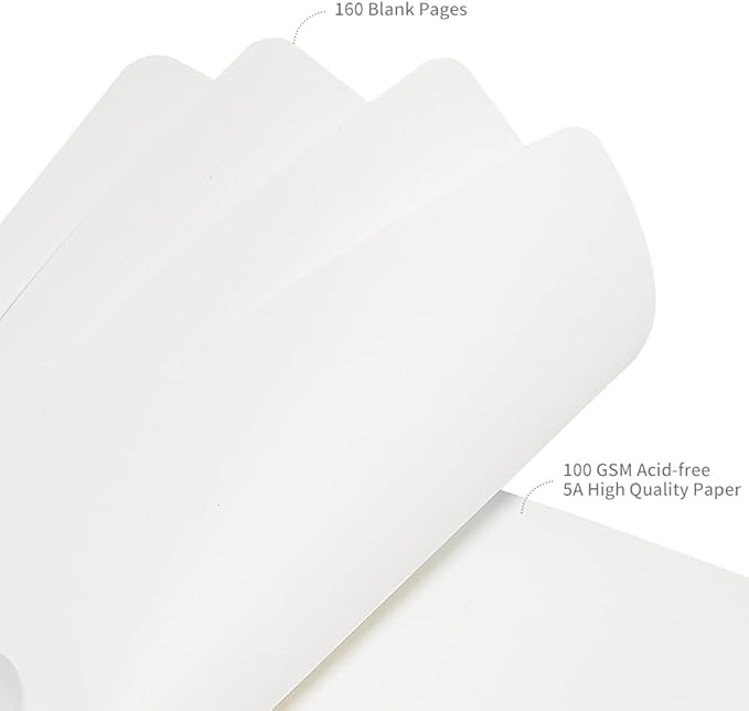 JOYEUX Blank Journal Notebook, A5, 160 Pages 100 Gsm Thick Sketch Books Hardcover Journal for Writing, 5.7 inches x 8 inches Notebooks for Work (Sky Blue)