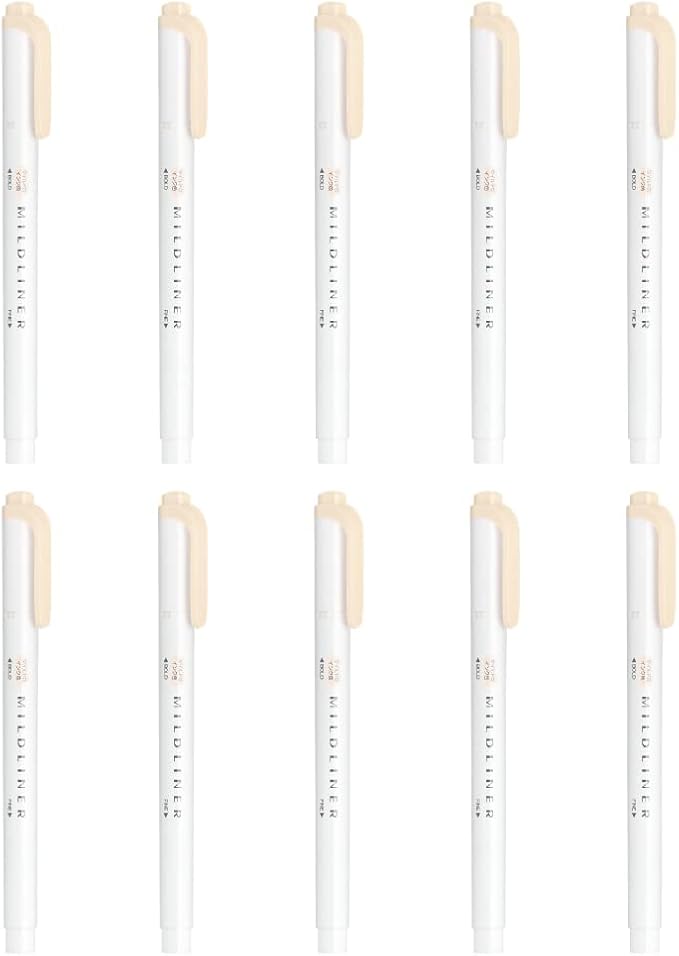 Zebra B-WKT7-MCR Highlighter, Mildliner, Mild Cream, 10 Count