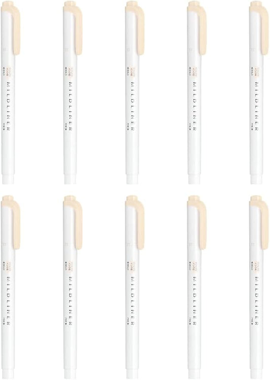 Zebra B-WKT7-MCR Highlighter, Mildliner, Mild Cream, 10 Count