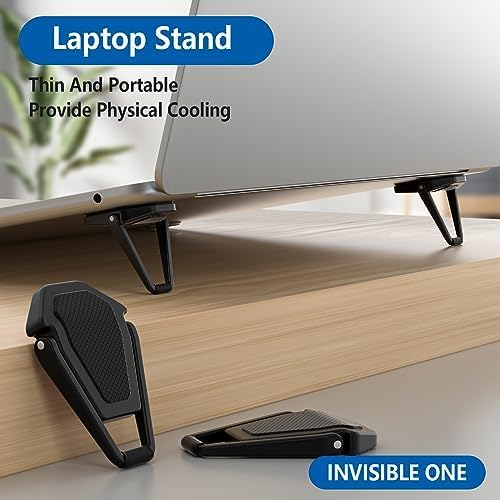Portable Invisible Laptop Stand, Mini Aluminum Cooling Pad,Computer Keyboard Mount Kickstand,Ergonomic Lightweight Laptop Desk Stand (2pcs(Black))